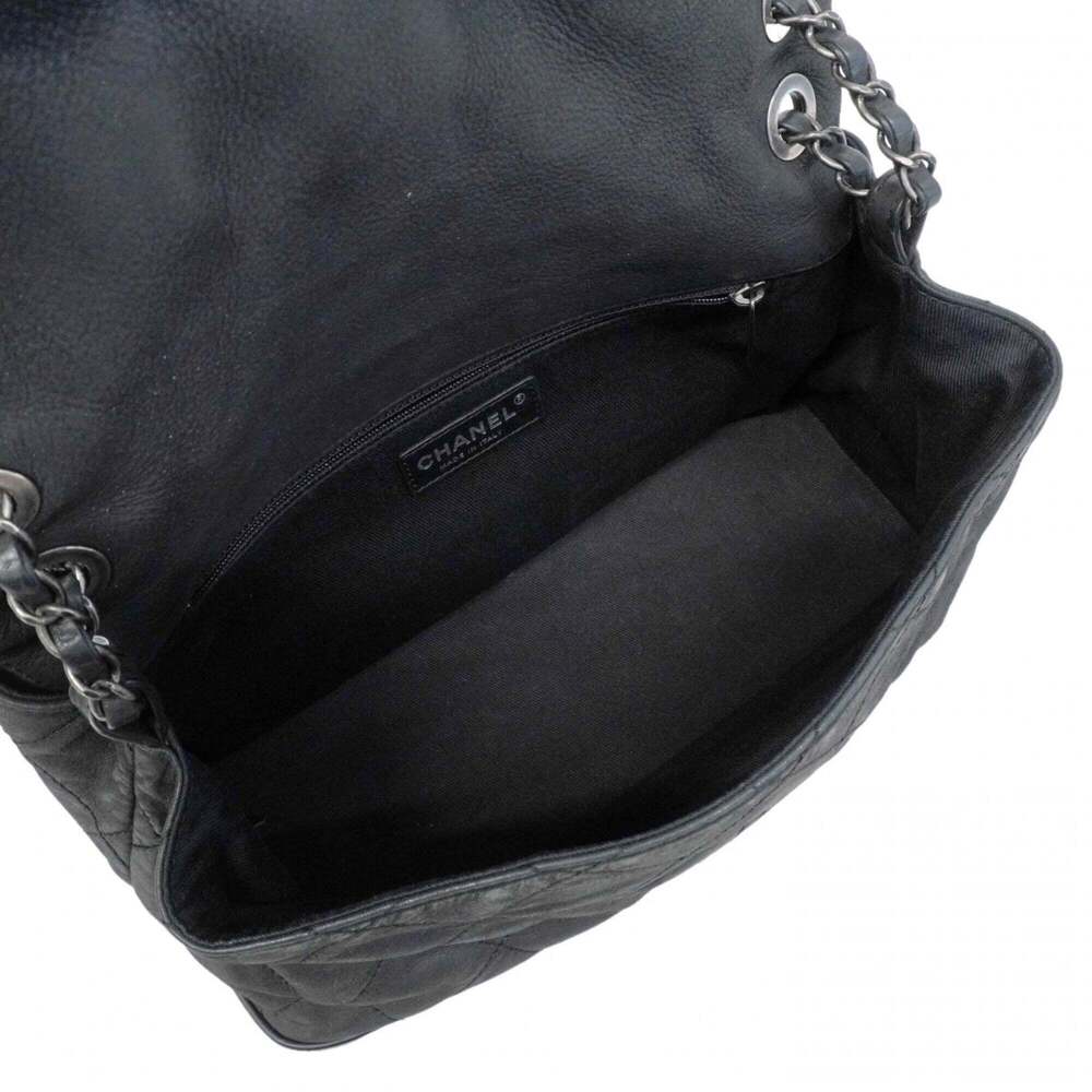Chanel Matelassé Shoulder Bag, Double Chain, Leather, Black, Women's, P2826025 - Picture 4 of 12